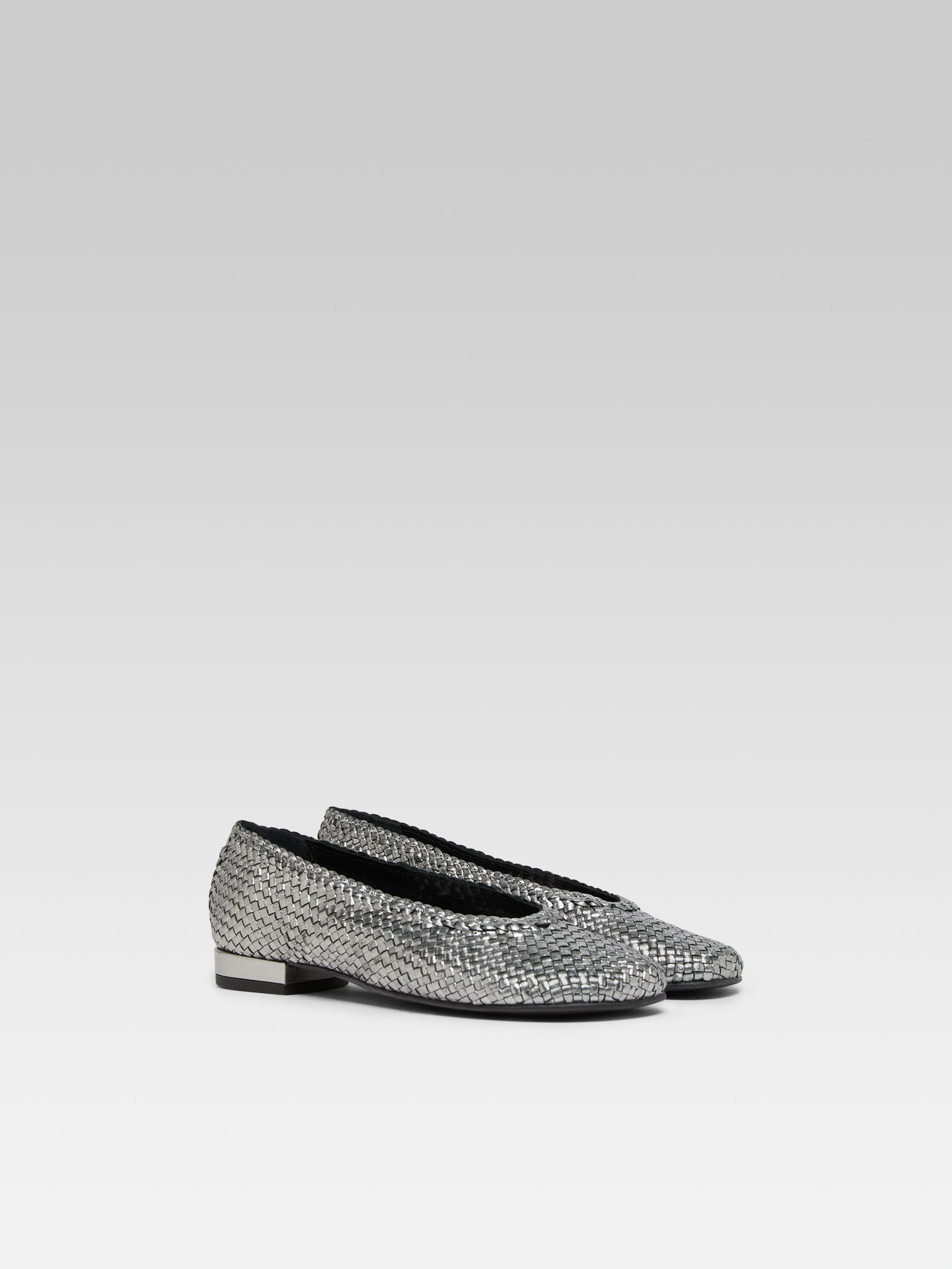 Cassis - Silver Woven Leather Ballet Flats - Image number 2