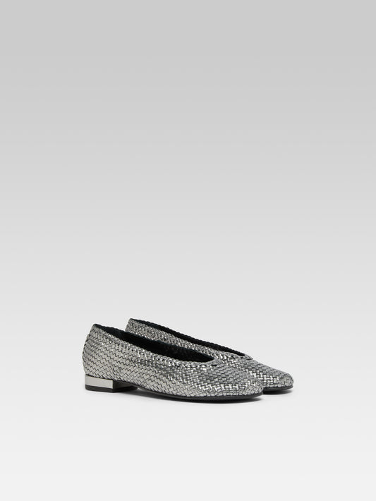 Cassis - Silver braided leather ballet flats - Image number 2