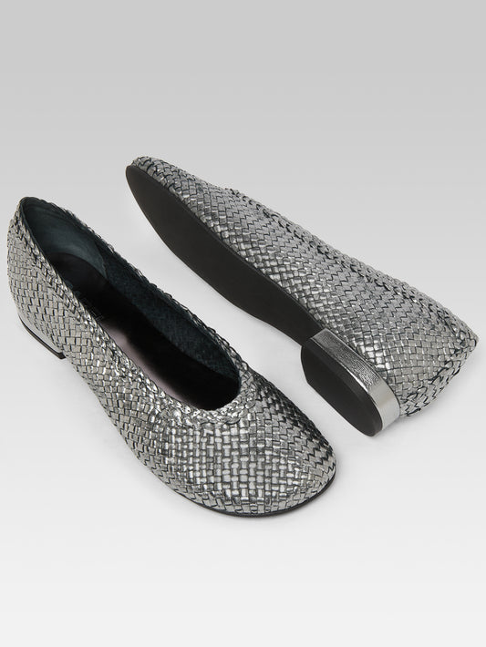 Cassis - Silver braided leather ballet flats - Image number 5