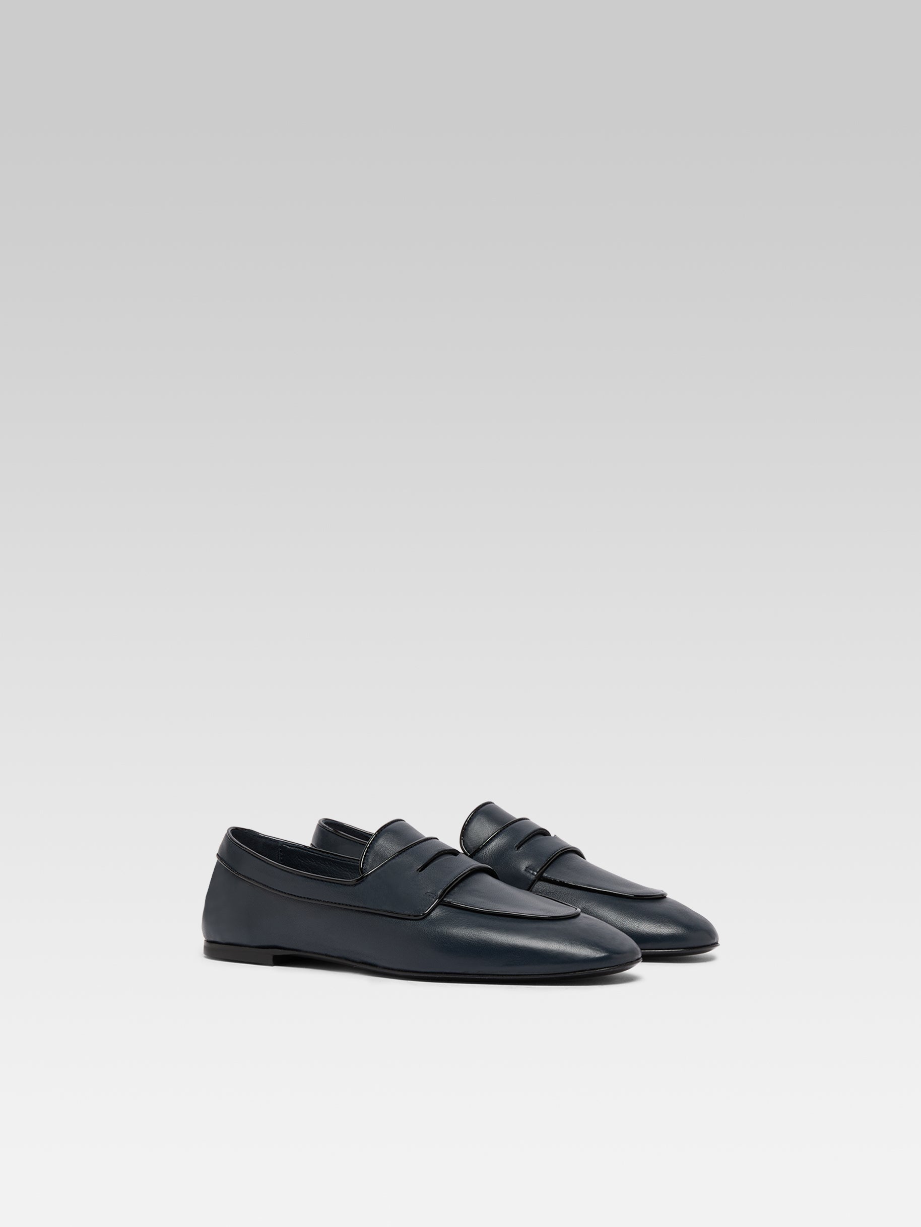Regina - Navy blue leather loafers - Image number 2