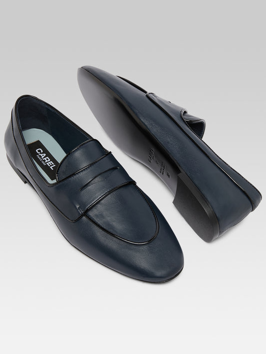 Regina - Mocassins cuir marine bleu - Image numéro 5