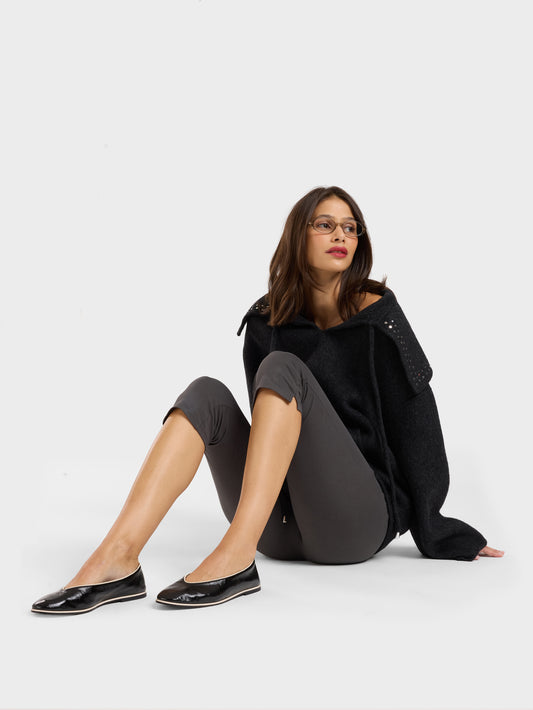 Amanda - Black and ivory patent leather ballet flats - Image number 2