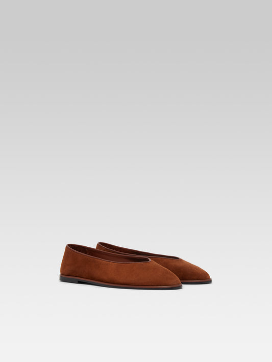 Amanda - Ballerines cuir velours marron - Image numéro 2