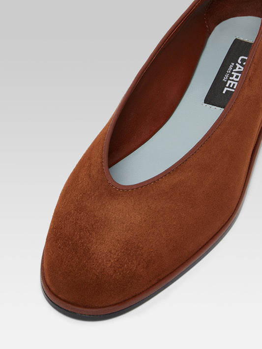 Amanda - Ballerines cuir velours marron - Image numéro 3