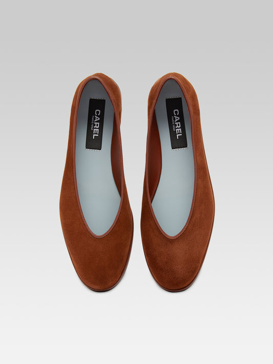 Amanda - Ballerines cuir velours marron - Image numéro 4