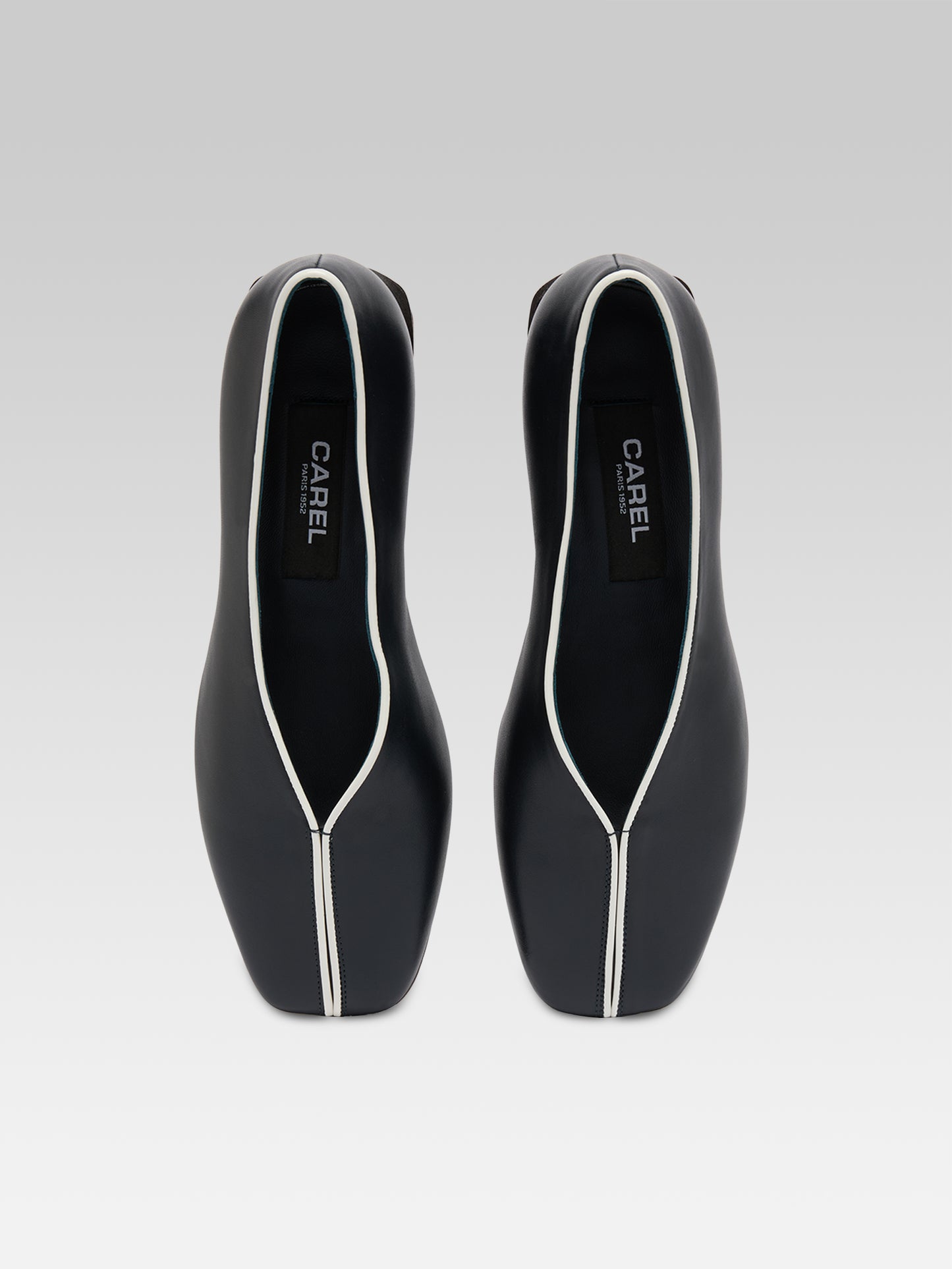 Giulia - Ballerines cuir marine et verni ivoire