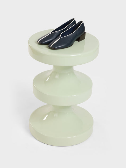 Giulia - Ballerines cuir marine et verni ivoire - Image numéro 7
