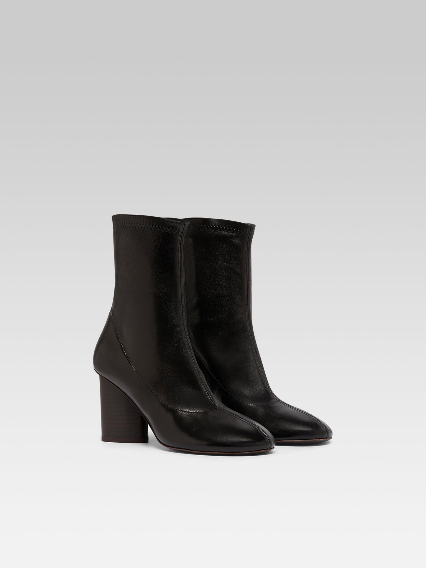 Lucia - Bottines cuir stretch noir