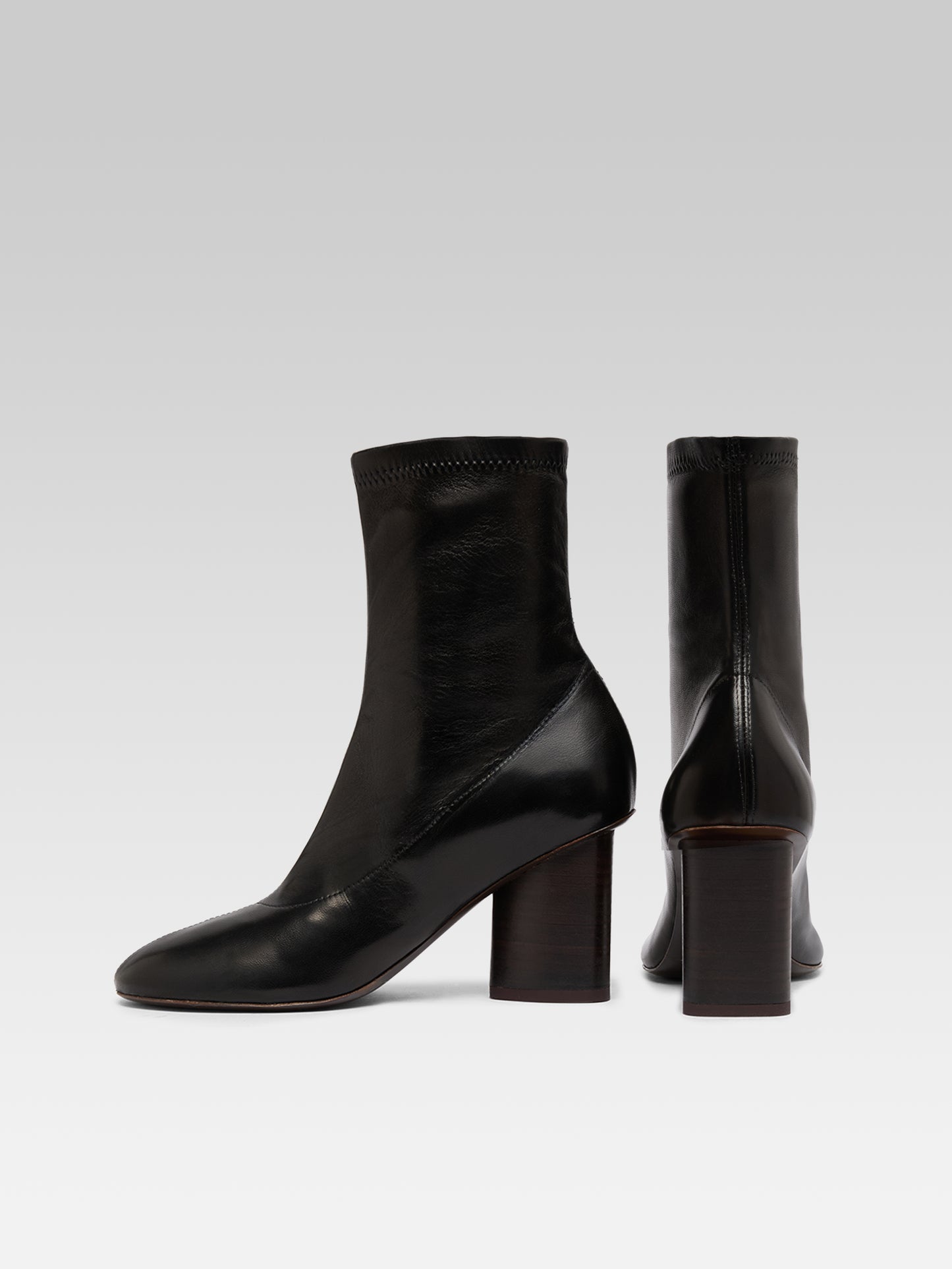 Lucia - Bottines cuir stretch noir