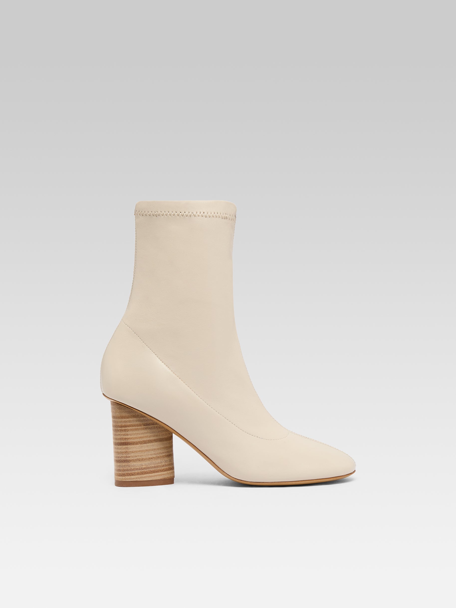Lucia - Bottines cuir stretch ivoire