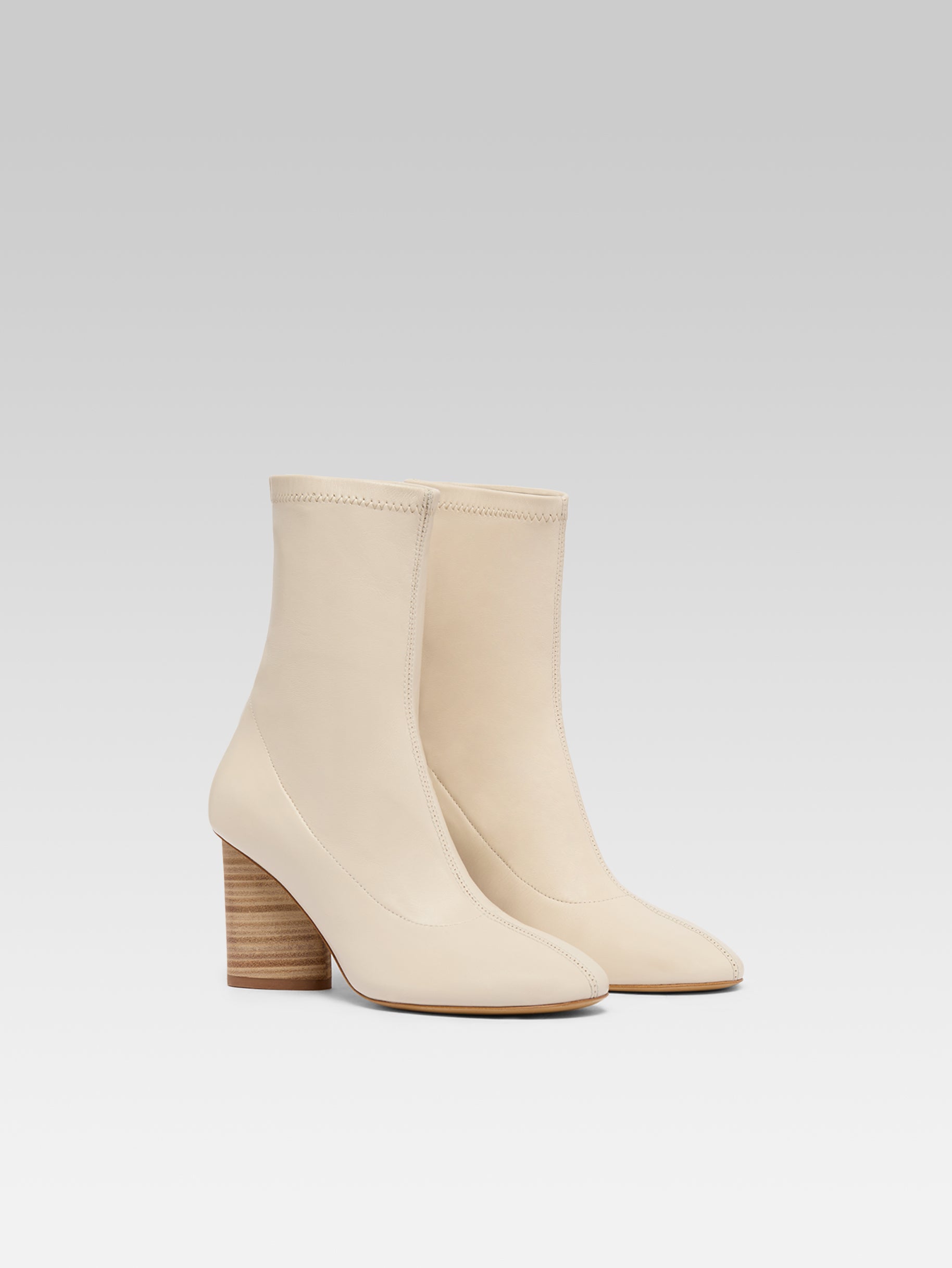 Lucia - Ivory stretch suede ankle boots - Image number 2