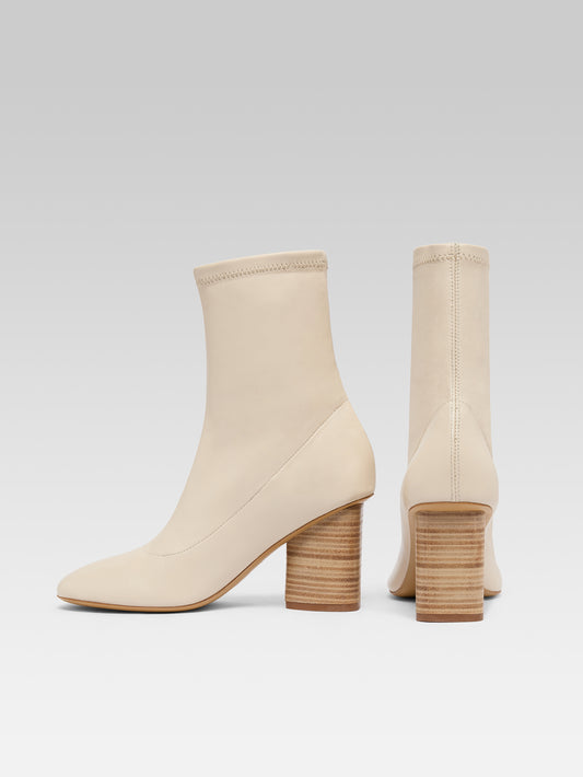 Lucia - Ivory stretch suede ankle boots - Image number 3