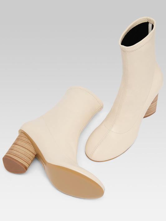 Lucia - Ivory stretch suede ankle boots - Image number 5