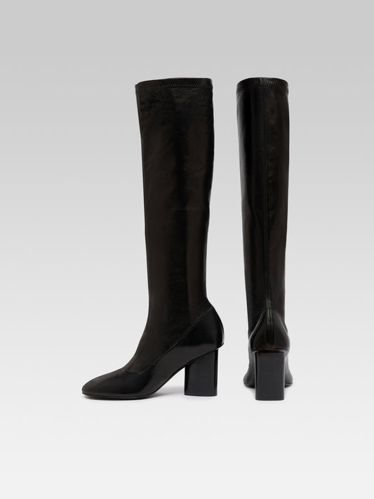 Lucca - Black stretch leather boots - Image number 3