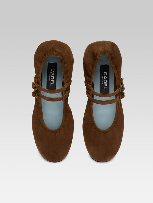 Tatiana - Ballerines babies cuir velours kaki - Image numéro 4