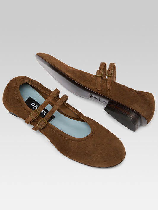 Tatiana - Ballerines babies cuir velours kaki - Image numéro 5
