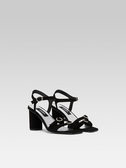 Angelica - Sandales à talon en velours noir - Image numéro 2