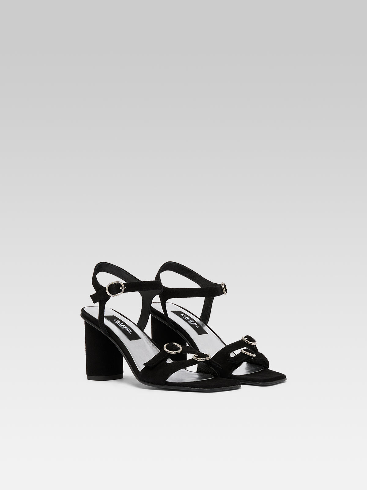 Angelica - Black suede heeled sandals