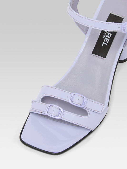 Angelica - Sandales à talon cuir verni lilas - Image numéro 4