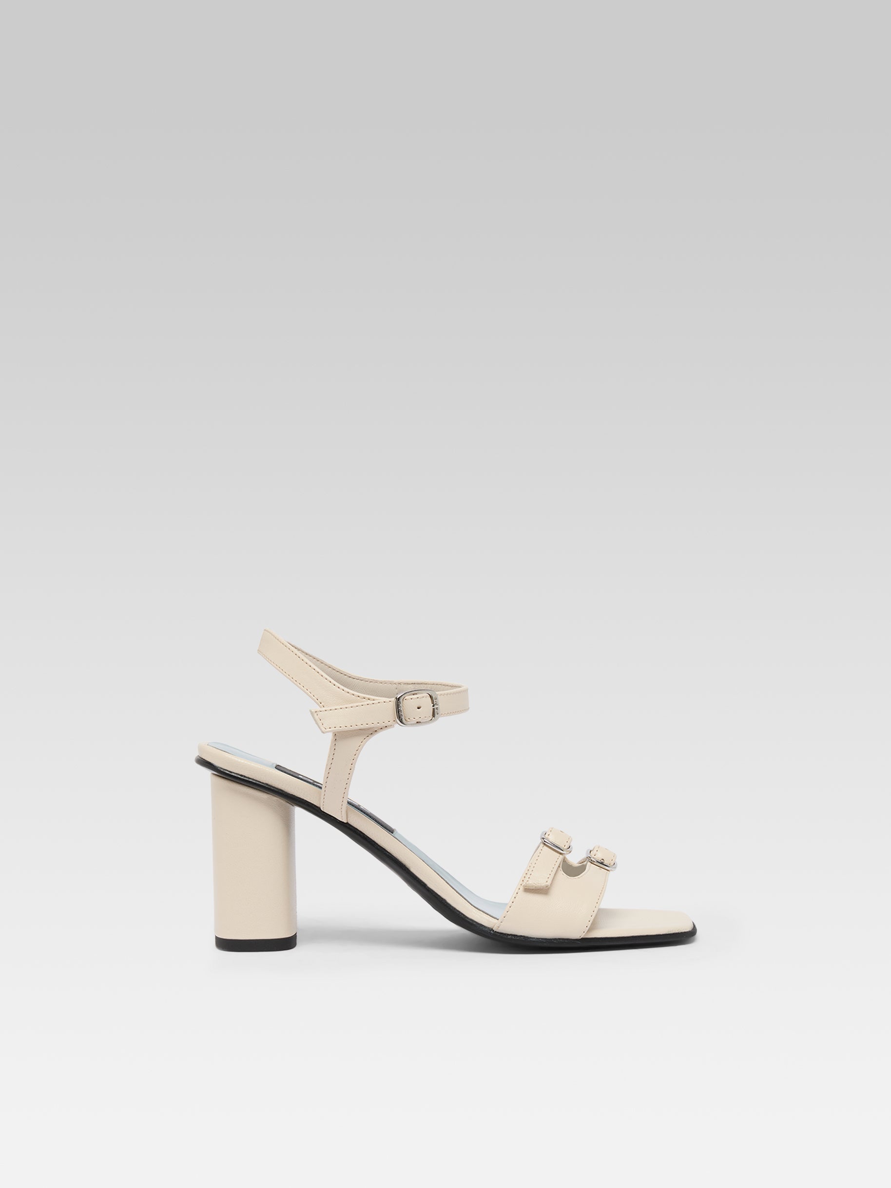 Angelica - Sandales à talon cuir ivoire