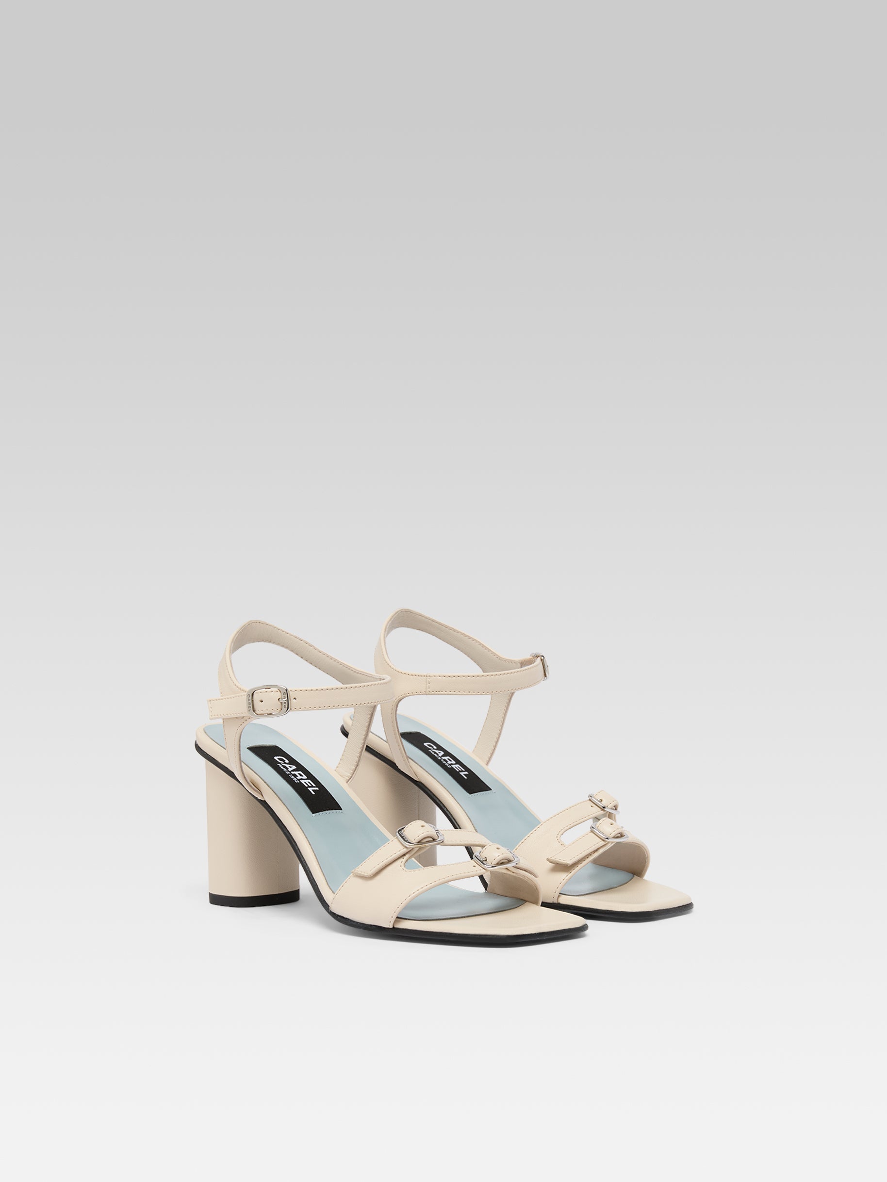 Angelica - Sandales à talon cuir ivoire - Image numéro 2