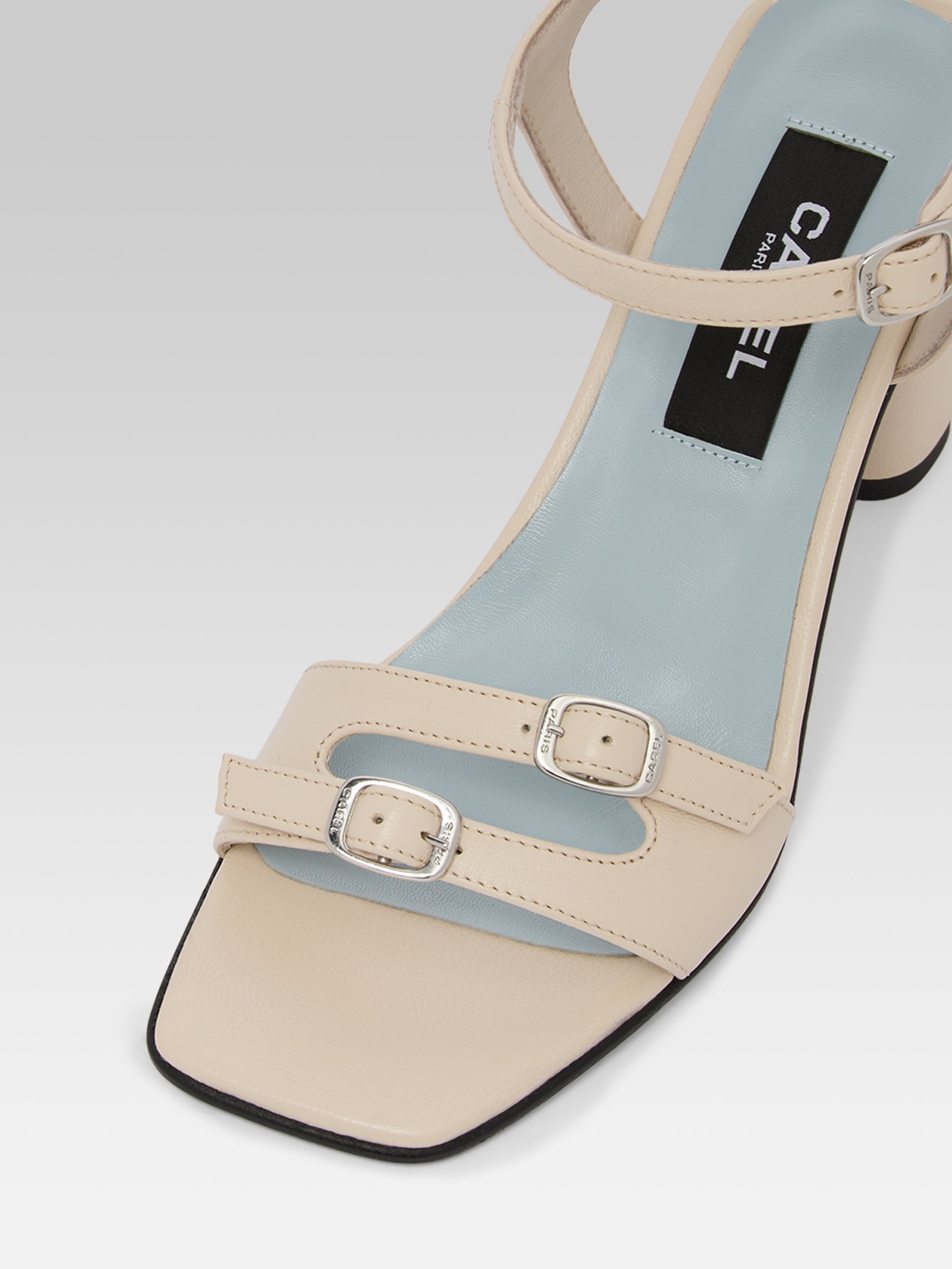 Angelica - Sandales à talon cuir ivoire - Image numéro 3
