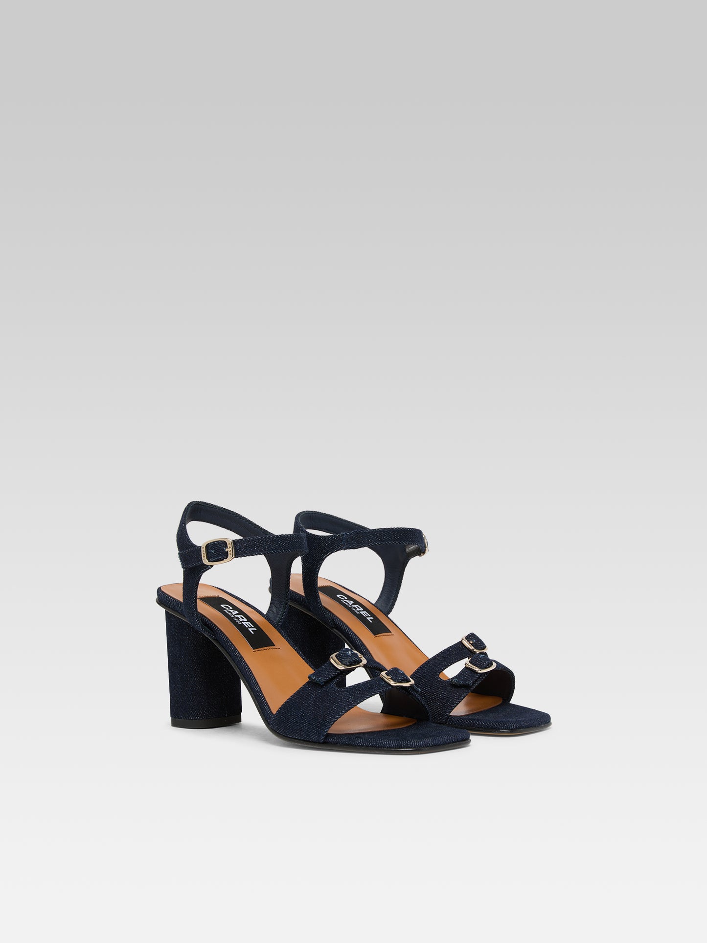 Angelica - Denim fabric heeled sandals