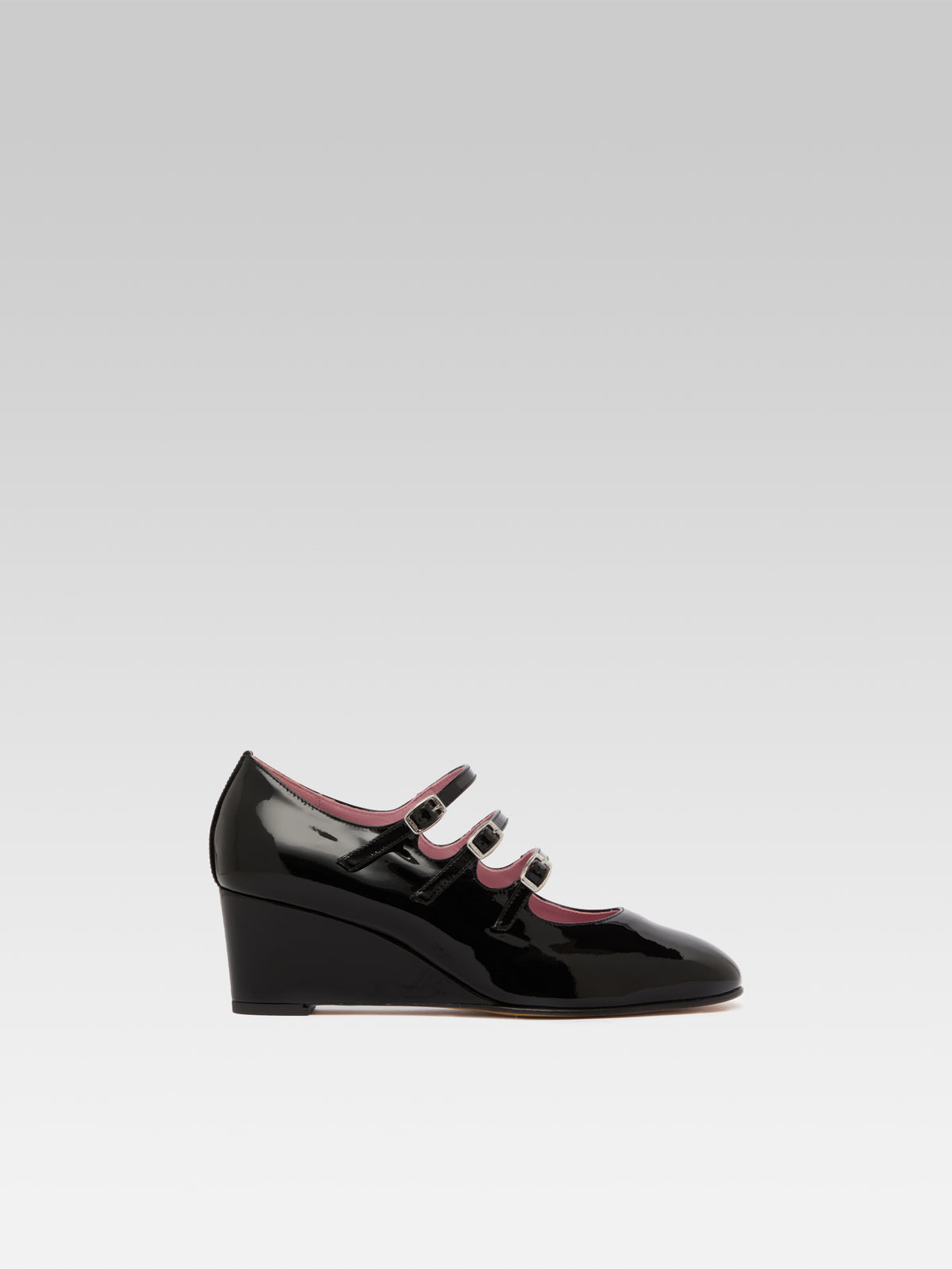 Kaia – Babies compensées cuir verni noir - Image numéro 1