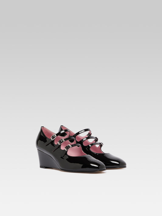 Kaia – Babies compensées cuir verni noir - Image numéro 2