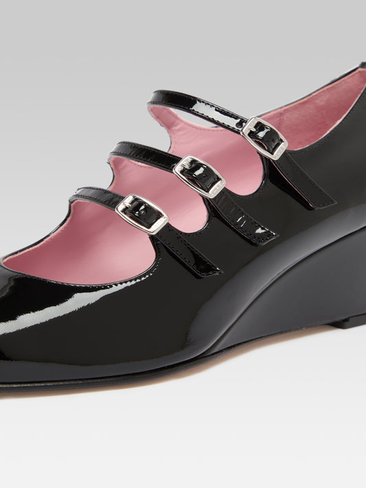 Kaia – Babies compensées cuir verni noir - Image numéro 5