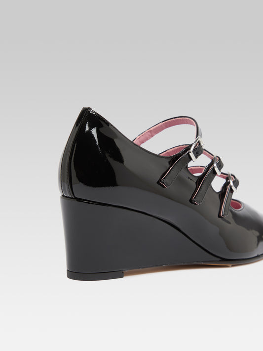 Kaia – Babies compensées cuir verni noir - Image numéro 6