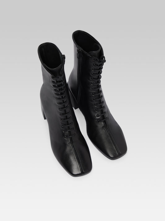 Vivi - Black Leather Lace-Up Boots - Image number 4