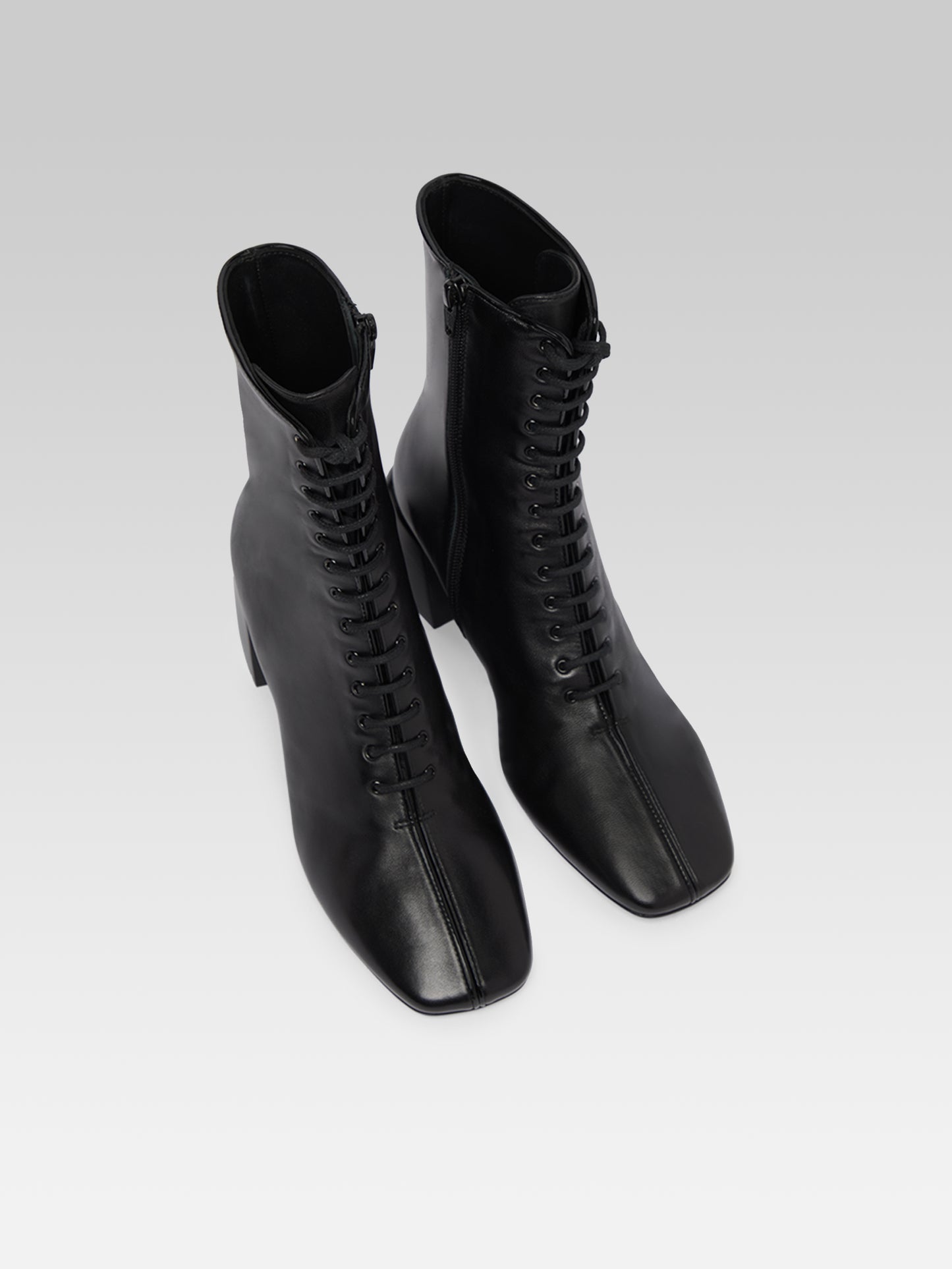 Vivi - Black Leather Lace-Up Boots