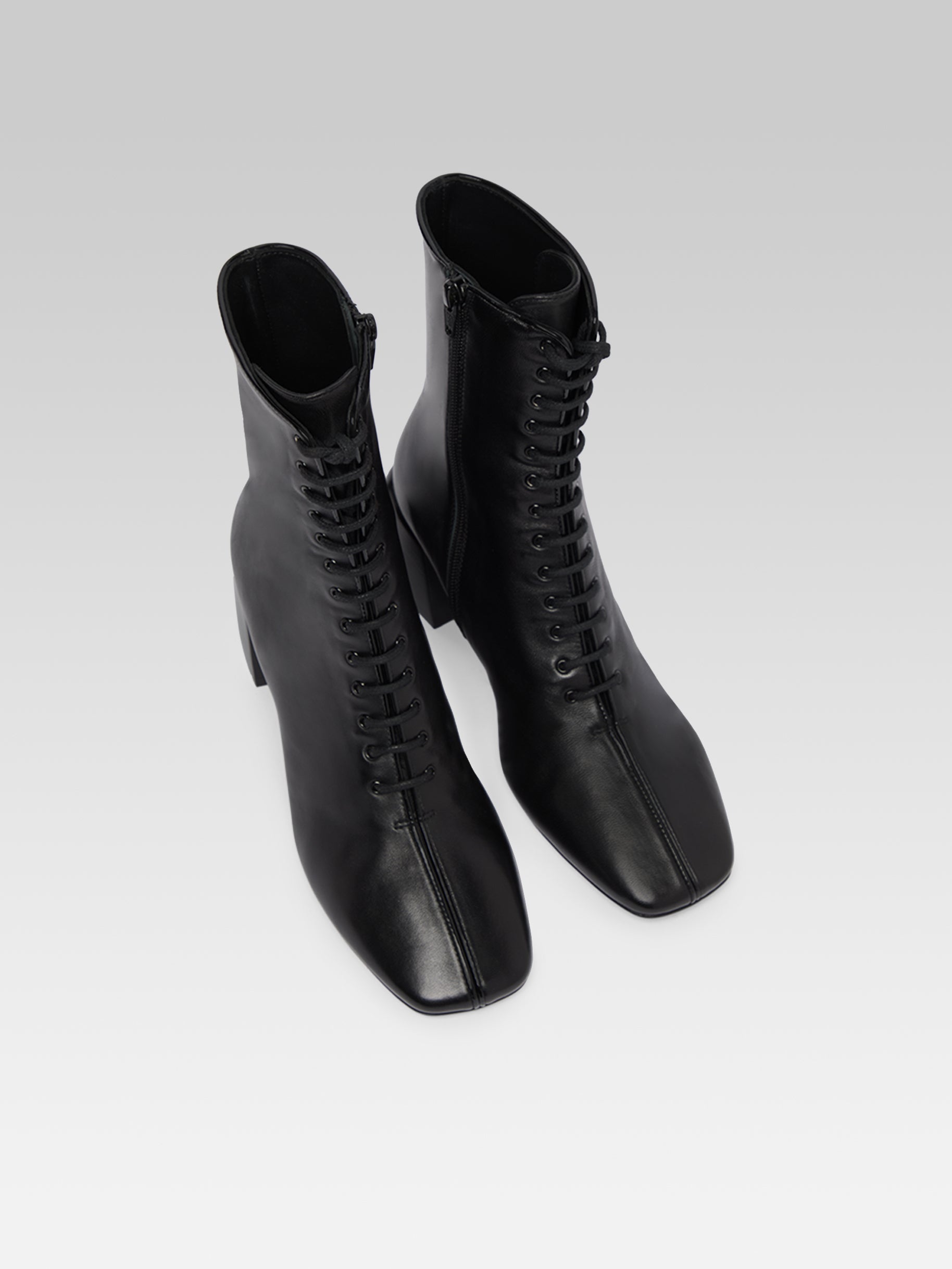 Vivi - Black Leather Lace-Up Boots - Image number 4