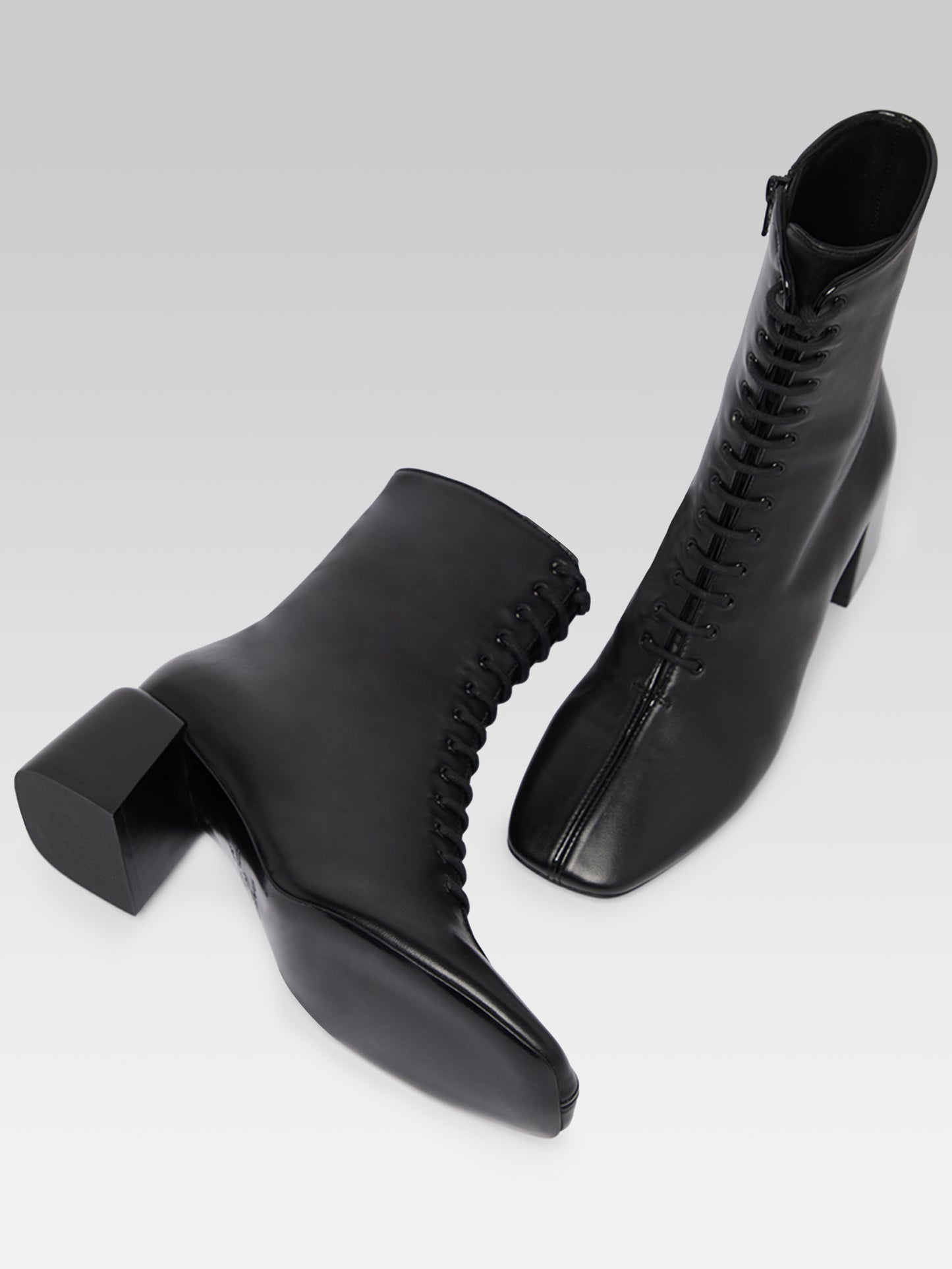 Vivi - Black Leather Lace-Up Boots