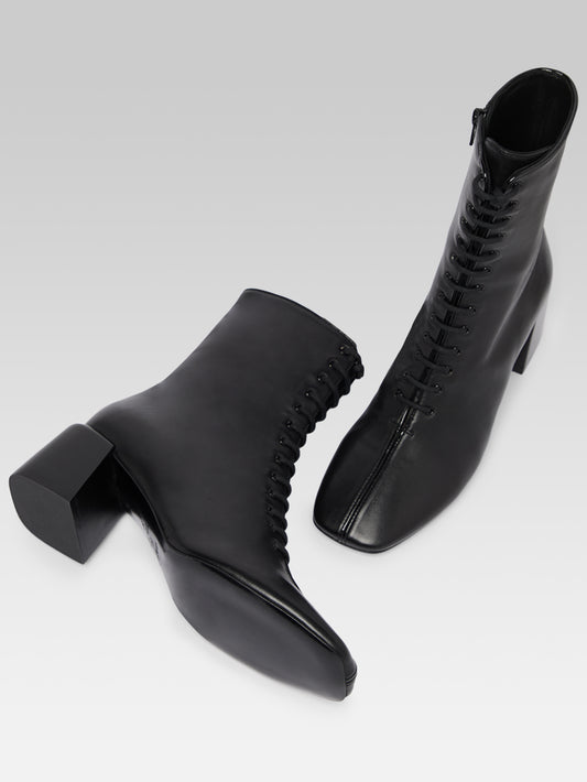 Vivi - Black Leather Lace-Up Boots - Image number 5