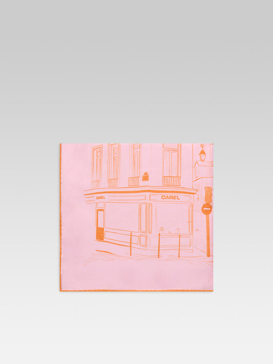 Marais - Foulard en soie imprimée rose et orange - Image numéro 5