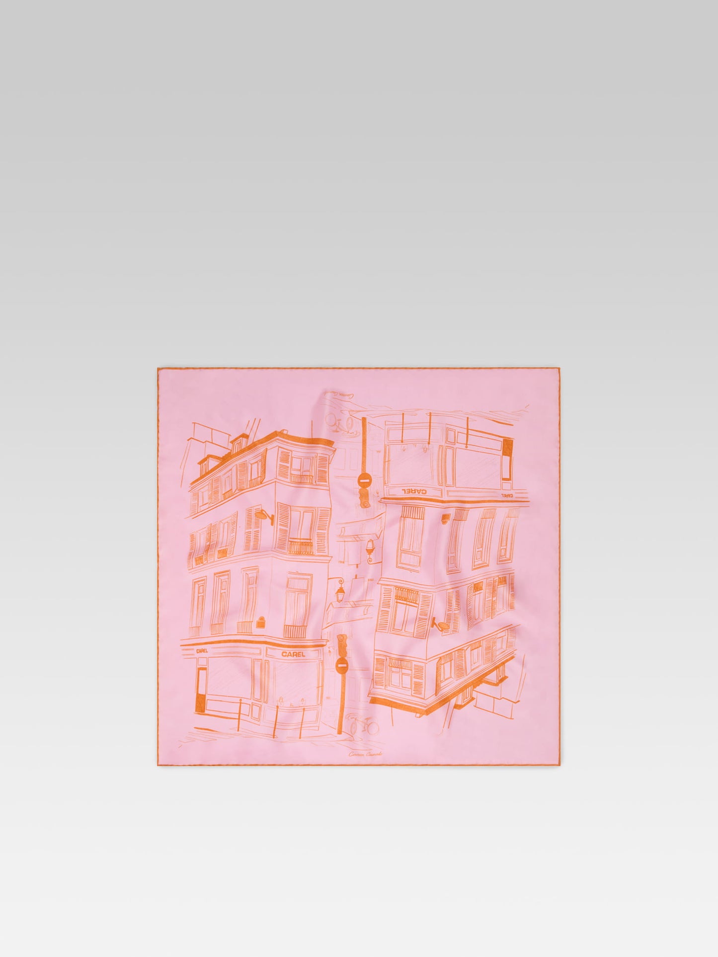 Marais - Pink and Orange Printed Silk Scarf