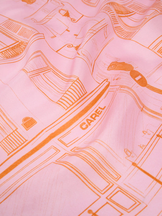 Marais - Foulard en soie imprimée rose et orange - Image numéro 3