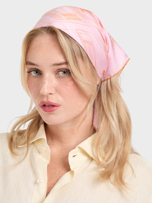 Marais - Foulard en soie imprimée rose et orange - Image numéro 2