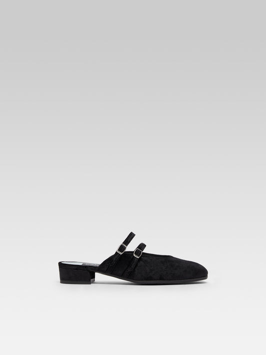 Pomme - Mules à brides cuir velour noir - Image numéro 1