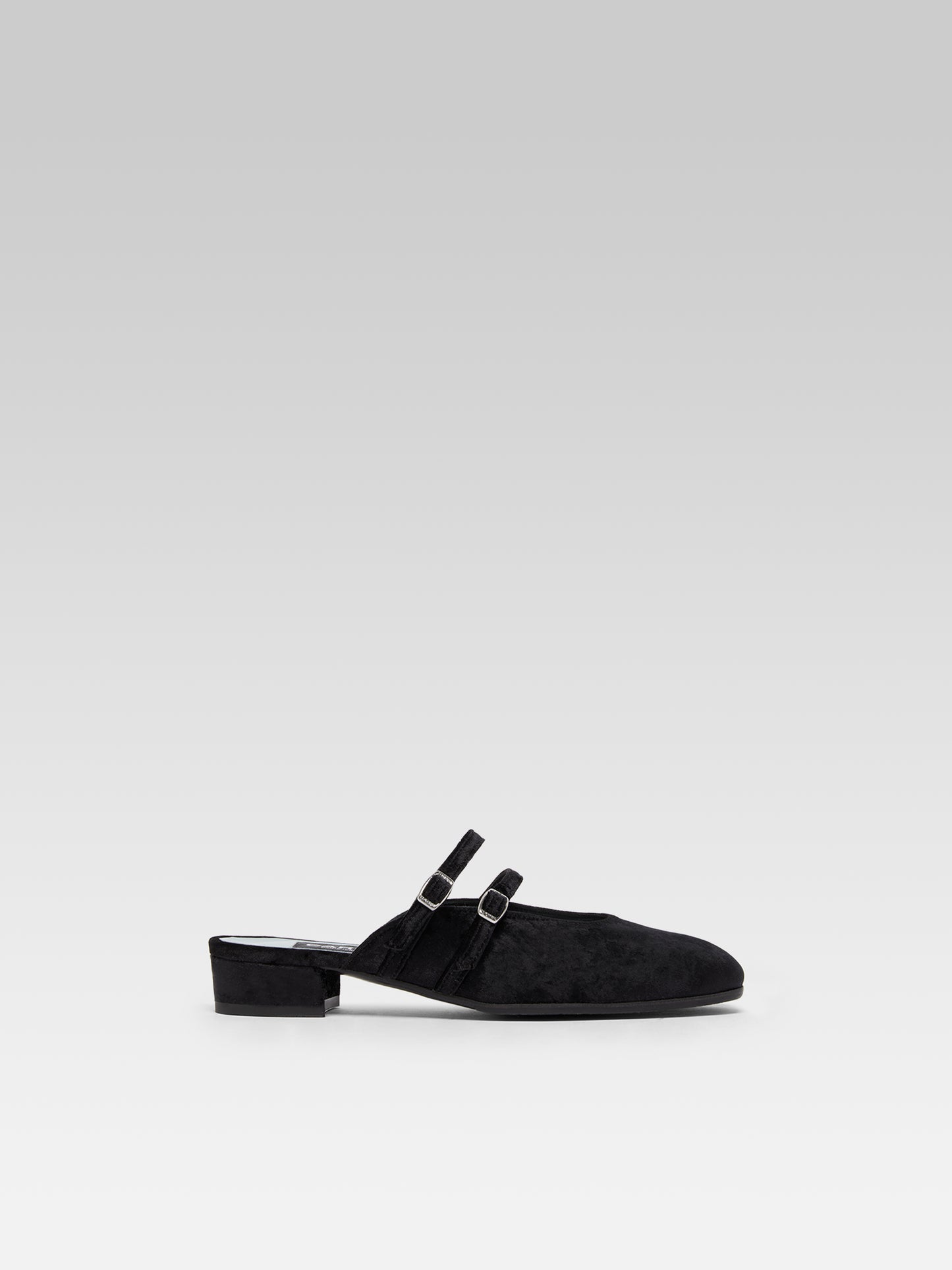 Pomme - Mules à brides cuir velour noir
