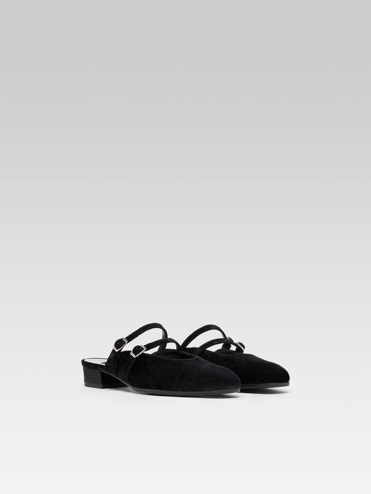 Pomme - Mules à brides cuir velour noir - Image numéro 2