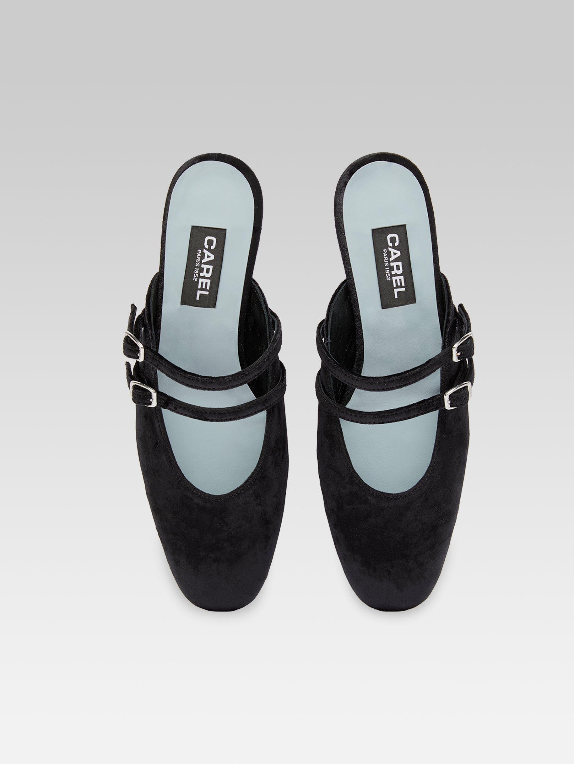 Pomme - Mules à brides cuir velour noir - Image numéro 3