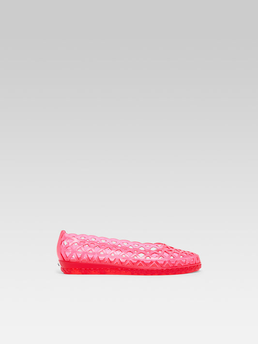 Plouf -  Ballerines rouge transparente perforée