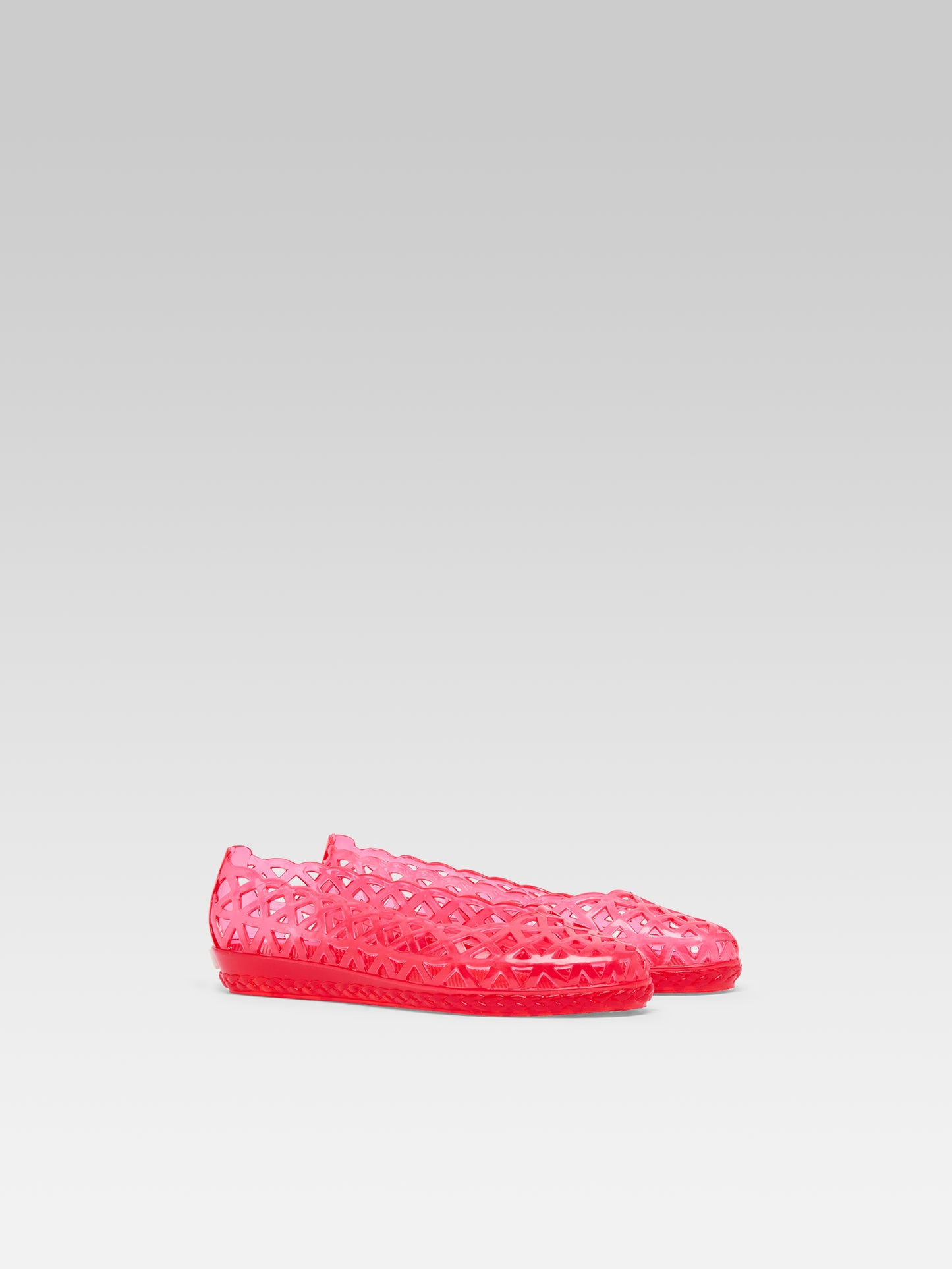 Plouf -  Ballerines rouge transparente perforée