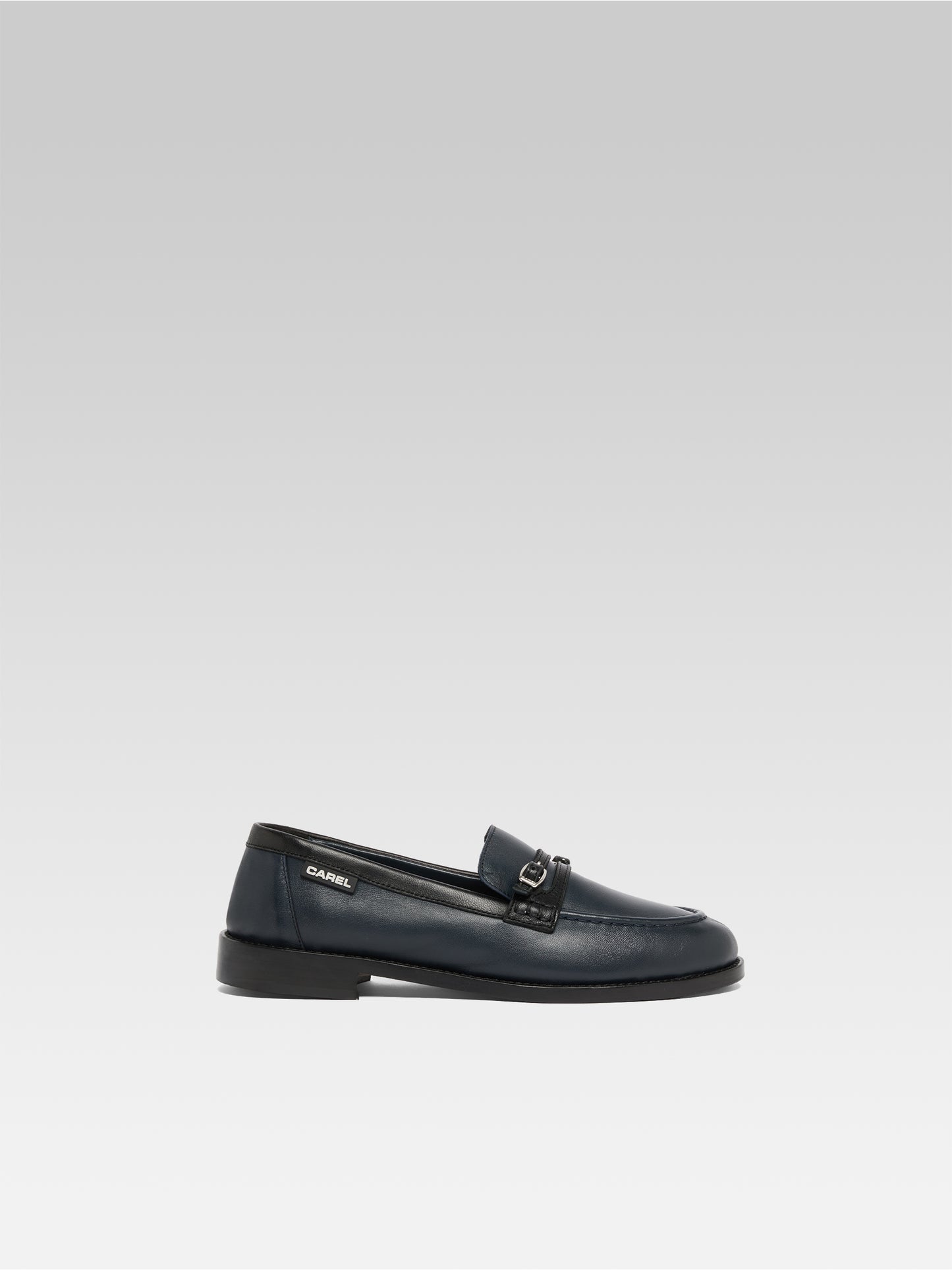 Gina - Mocassins cuir marine bleu et noir