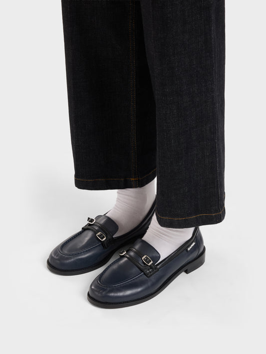 Gina - Mocassins cuir marine bleu et noir - Image numéro 3
