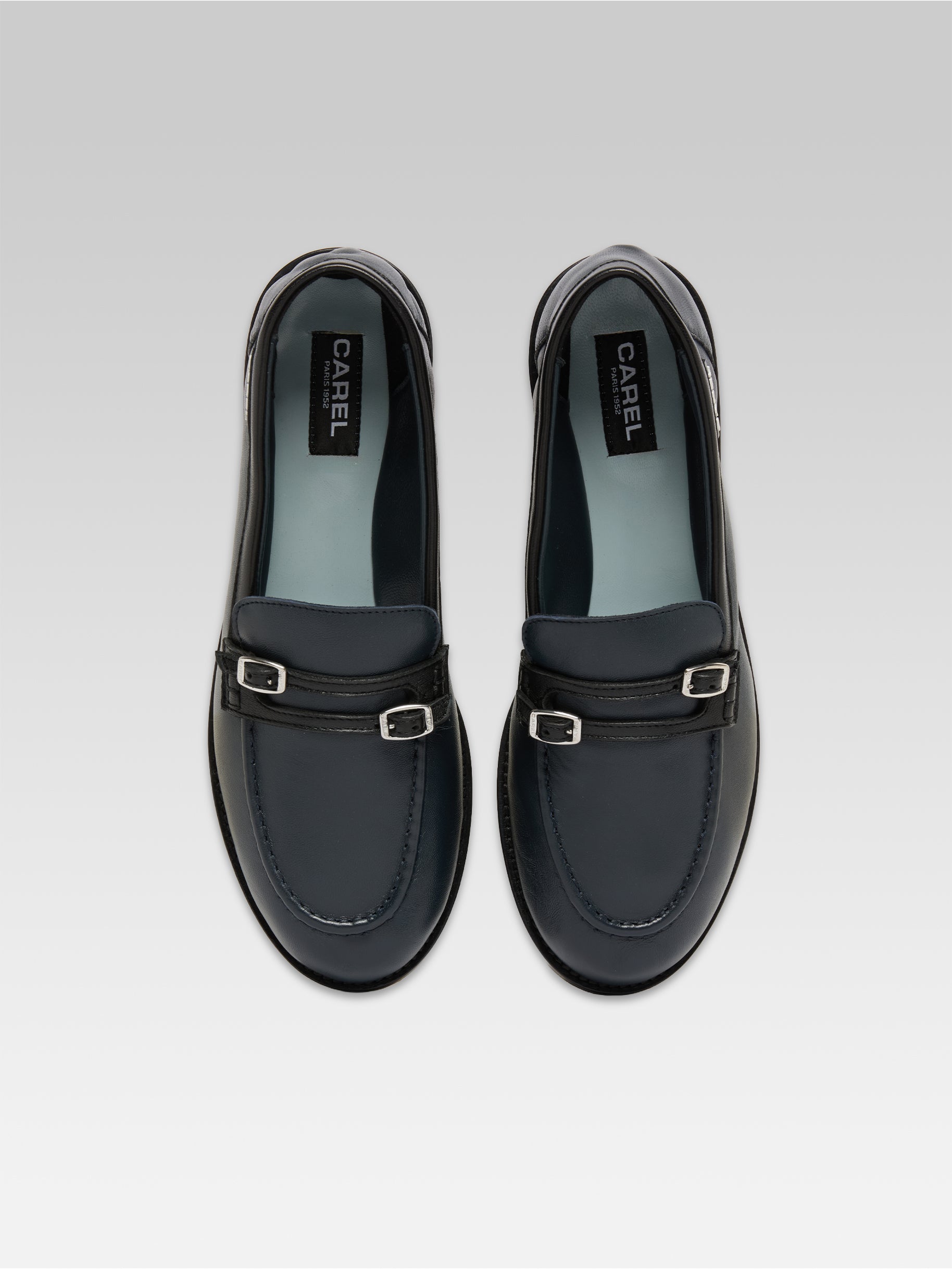 Gina - Mocassins cuir marine bleu et noir - Image numéro 3