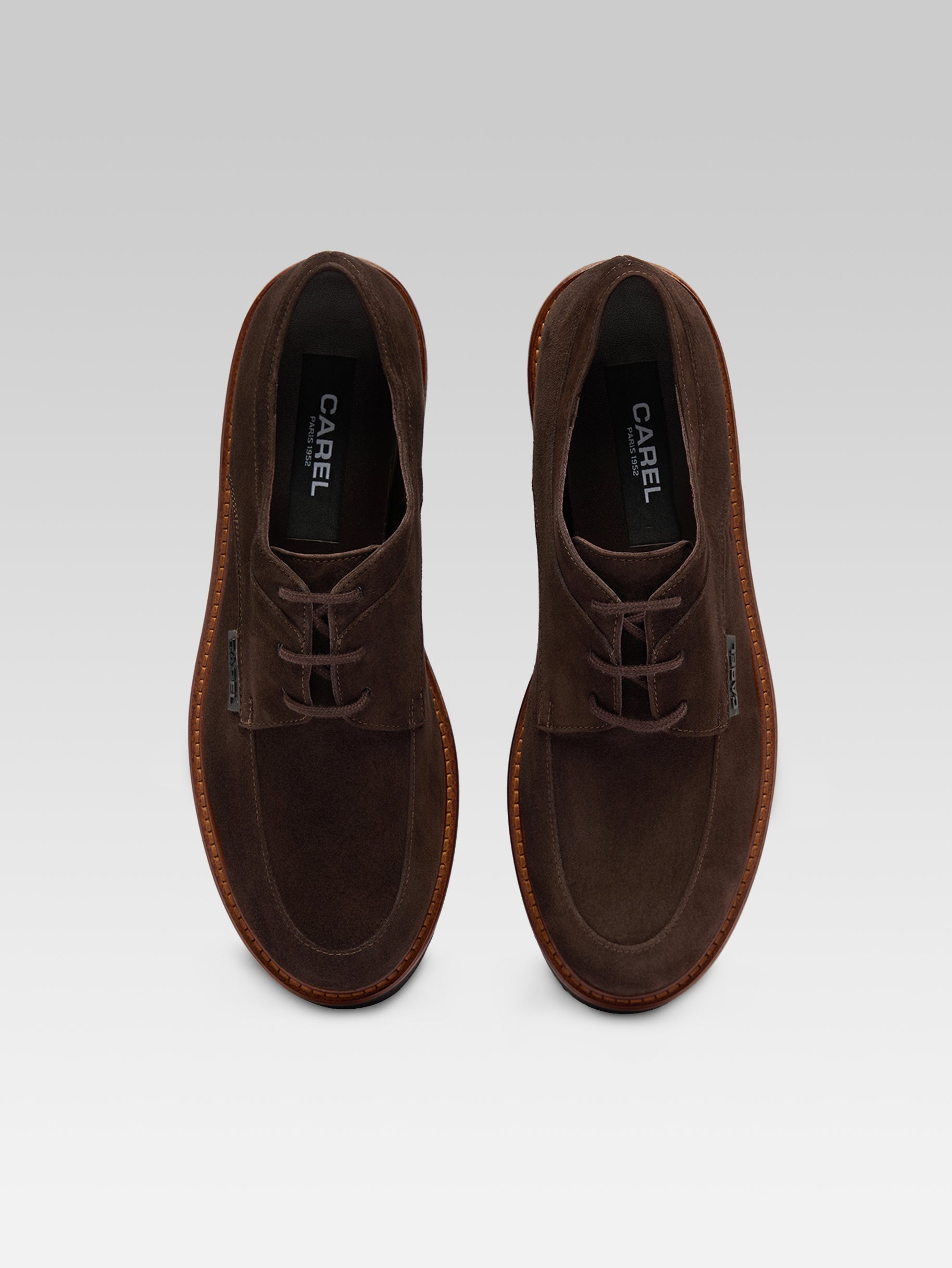 Azur - Derbies cuir et cuir velours marron - Image numéro 5